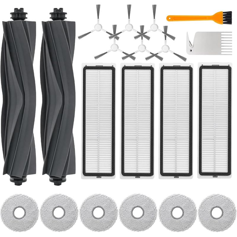 24-teiliges Staubsauger-zubehörset – Hepa-filter – Haupt- Und Seitenbürsten – Für Dreame L10s Ultra, L10 Prime Und Xiaomi X20+ – Schwarz Und Grau