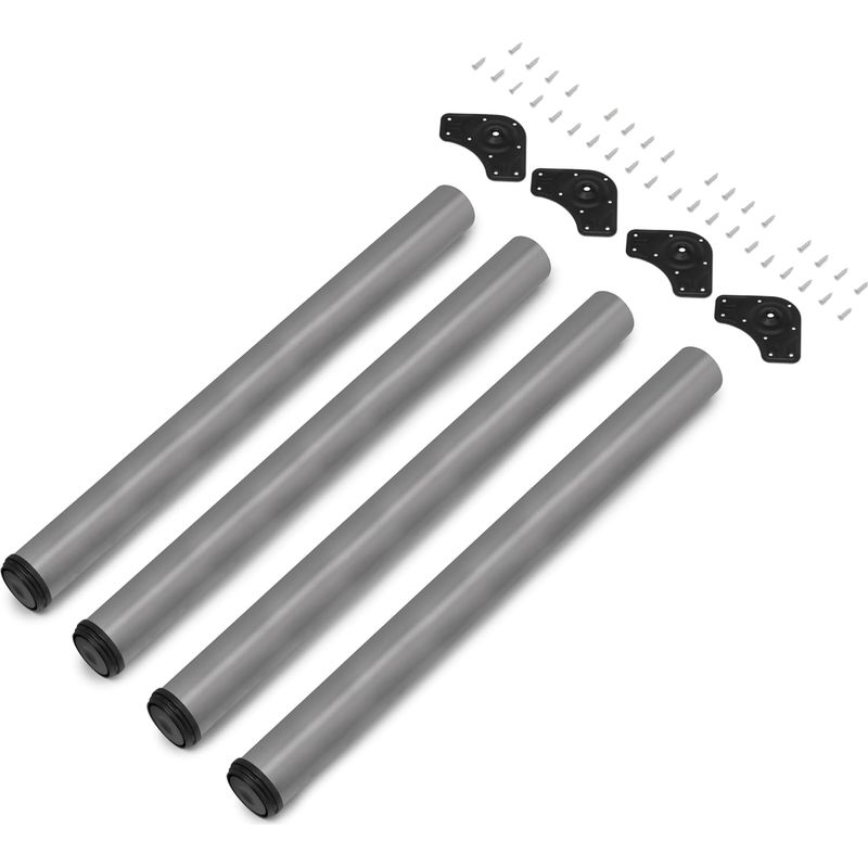 4 Tischbeine – Stahl – Höhenverstellbar 710–730 Mm – Robuste Konstruktion Für Büro Oder Küche – Metallgrau – 60 X 71 Cm