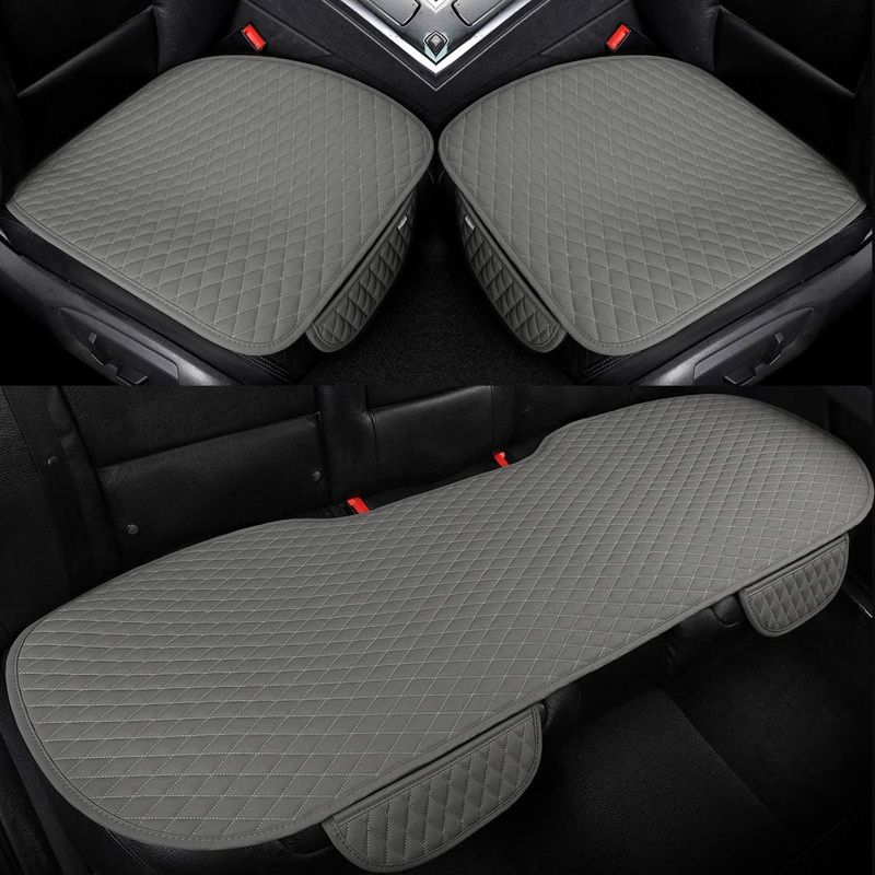 1 Set Pu-autositzbezüge, Universelle Fußmatten Für Vorne Und Hinten, Grau, Für Limousine, Suv Und Pickup