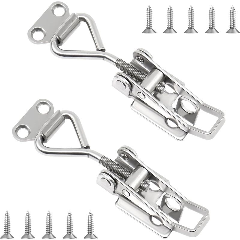2 Stück – Kippriegel – Edelstahl – Verstellbar Mit Schlüsselloch – Für Schranktüren Und Boxen – Silber – 10,7 X 2,7 Cm