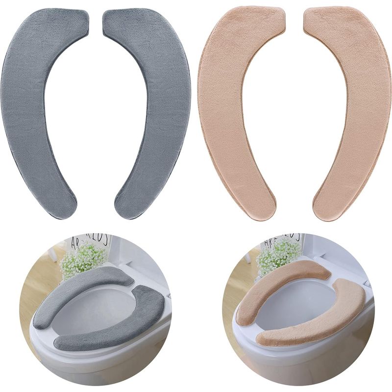 2 Paar – Wc-sitzbezug – Wc-kissen – Elektrostatisch Haftend Und Waschbar – Für Zuhause Und Unterwegs – Grau Und Apricot – 40 X 14 Cm