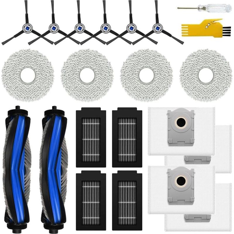 20-teiliges Zubehörset Für Saugroboter – Hepa-filter – Haupt- Und Seitenbürste Für Ecovacs Deebot T50 Pro Omni Grau