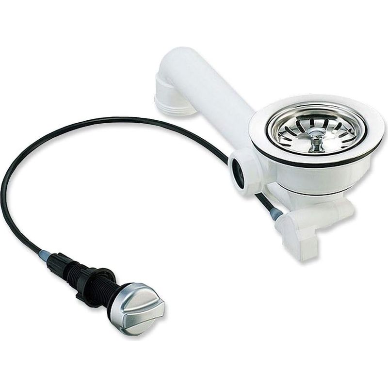 1 - Universelles Ablaufset - Schieberventil - Mit Überlauf - Für Küchenspülen - Silber - 114 Mm