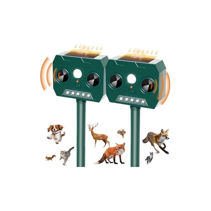 2 Stück Katzenabwehrgerät Für Den Außenbereich, Solarbetriebenes Ultraschall-hundeabwehrgerät, Wasserdicht Ip45, 12 M, 120°, Gartentiervertreiber Mit Led-licht Für Katzen, Füchse Und Marder -