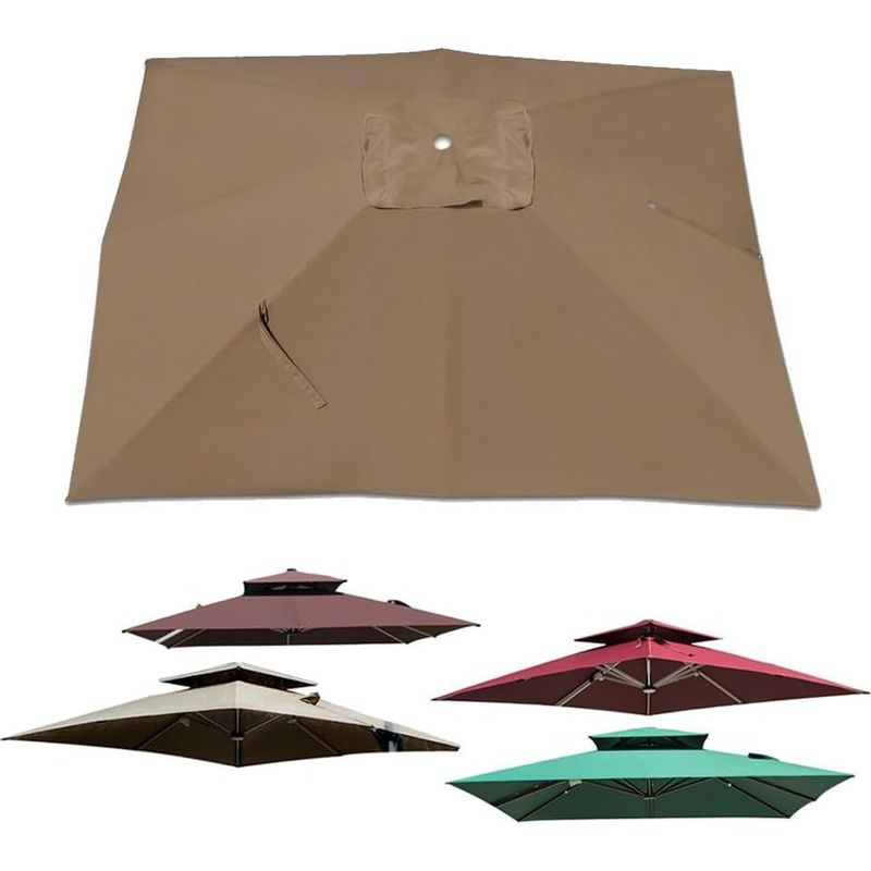 1 Ersatz-sonnenschirmdach – Quadratisch – Uv30+ Schutz Und Wasserdicht – Für Terrasse, Garten, Pool – Khaki – 250 X 250 Cm