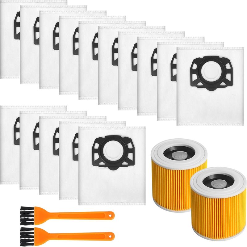 17er-pack Staubsaugerbeutel, Filterpatronen Und Filterbürsten – Kompatibel Mit Kärcher Wd2, Wd3 Und Se4001 – Mehrfarbig – 34 X 24,5 X 12 Cm