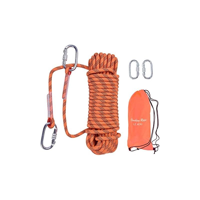 10 Mm 10 M Sicherheitsseil Für Rettungs- Und Evakuierungseinsätze Im Freien Mit 2 Karabinern Zum Klettern, Für Feuerwehreinsätze Und Camping (orange) - 10m-orange
