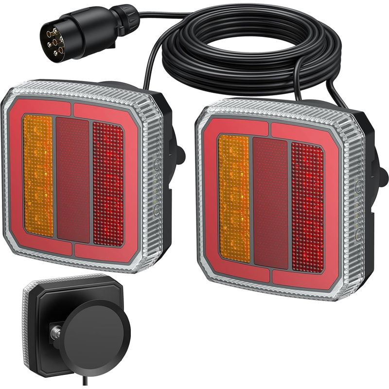 2 Rückleuchten Für Anhänger, 40 Leds, Magnetisch, 7-polig, Ip65, E9, E57, 12–30 V, Für Lkw Und Wohnwagen