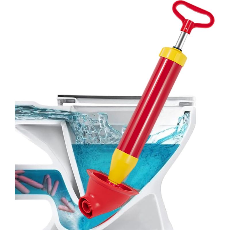 1 - Abflussreiniger - Toilettenpömpel - Hochdruckpumpe Für Toiletten Und Waschbecken - Rutschfester Griff Und Edelstahlstange - Rot
