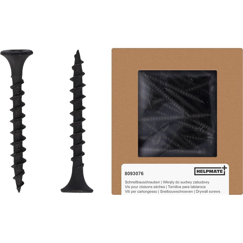 250 Placo-schrauben – Grobes Holzgewinde – Trompetenkopf – Kein Vorbohren Erforderlich Für Gipskarton-, Metall- Oder Holzprofile – Schwarz – 3,9 X 35 Cm