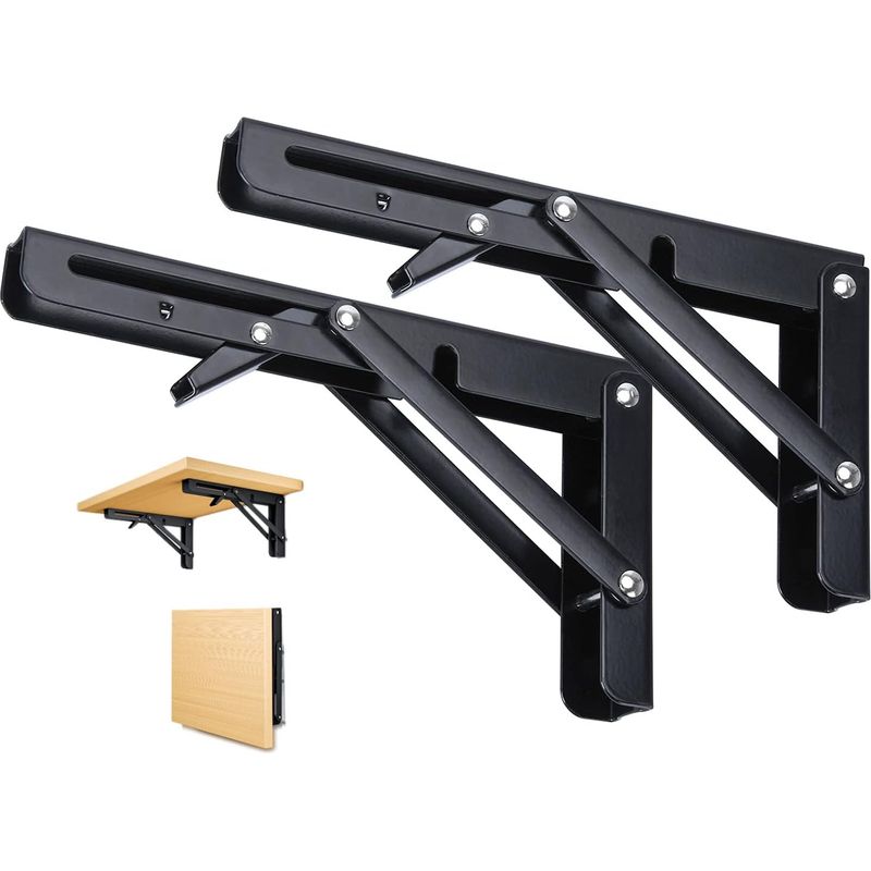 2 Stück – Klappbare Halterung – Regalträger – Stabile Dreieckskonstruktion – Platzsparend Für Garage, Küche, Büro – Schwarz – 35 X 35 Cm
