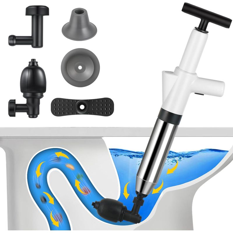 1 - Abflussreiniger - Pümpel - Vier Saugnäpfe Aus Naturkautschuk - Für Toiletten, Badezimmer Und Waschbecken - Schwarz - 25 Cm