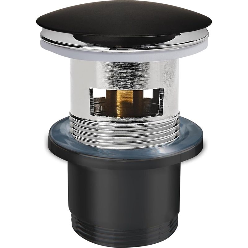 1 - Waschbeckenablauf - Messing - Quick-clac-system Mit Überlauf 80 Mm Für Moderne Badezimmer Schwarz