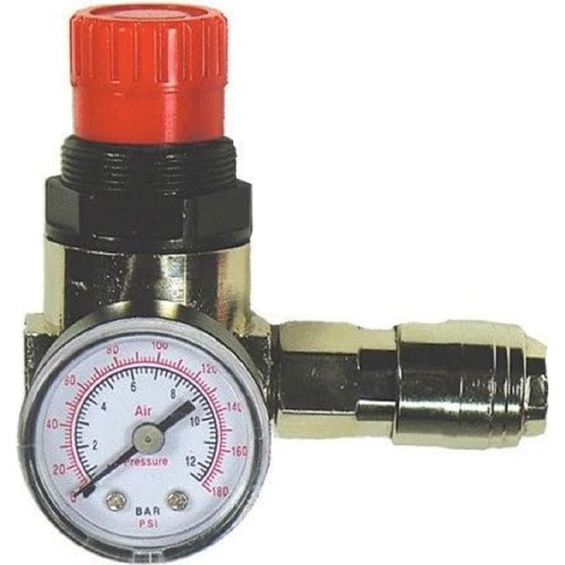 1 - Druckregler - Manometer - Ventil - Druckregelung + Präzise Ablesung Für Druckluftwerkzeuge + Schwarz + 1/4 Zoll