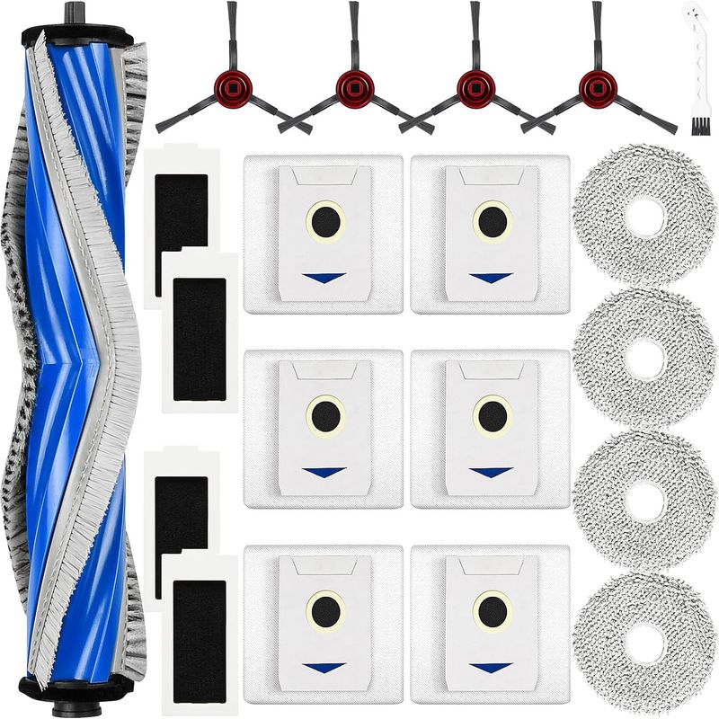20-teiliges Zubehörset Für Saugroboter – Hepa-filter – Staubbeutel, Hauptbürste, Seitenbürste, Mikrofaserpad Für Ecovac Deebot T30 T30 Pro Omni Schwarz 3l