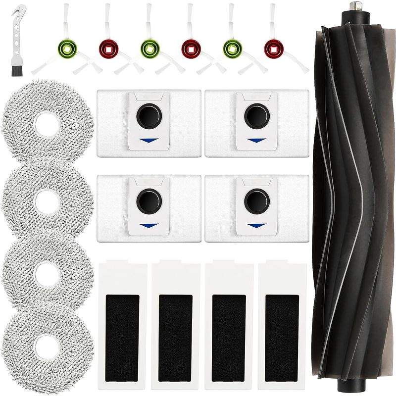 20er-pack – Zubehör Für Saugroboter – Hauptbürste, Hepa-filter Und Staubbeutel Für Ecovacs Deebot T20 Omni, Schwarz, Standardgröße