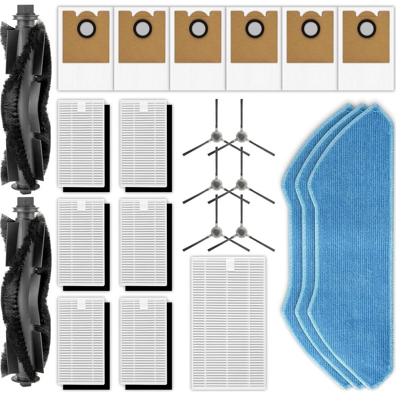 24-teiliges Zubehörset Für Saugroboter – Komplettes Wartungsset – Seitenbürsten, Hepa-filter, Staubbeutel, Wischmopps – Für Lefant M2 Pro Und M2s Pro – Schwarz – Standardgröße