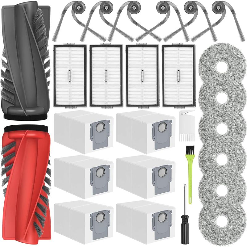 27 Zubehörteile Für Saugroboter – Ersatzteilset Mit Hauptbürsten, Seitenbürsten, Wischmopps, Beuteln, Hepa-filtern, Für Die Bodenreinigung, Teppichreinigung Und Den Haushalt (schwarz)