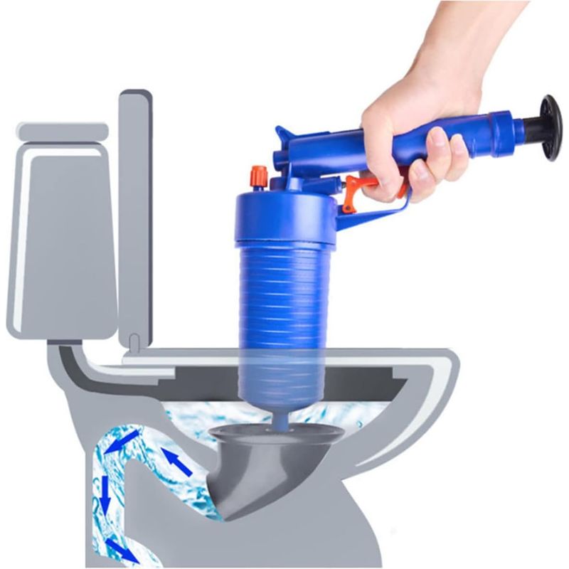 1 - Abflussreiniger - Reinigungswerkzeug - Hochdruck-pneumatik - Für Verstopfte Rohre Und Abflüsse - Küche, Bad, Toilette - Schwarz - 35 X 5 Cm