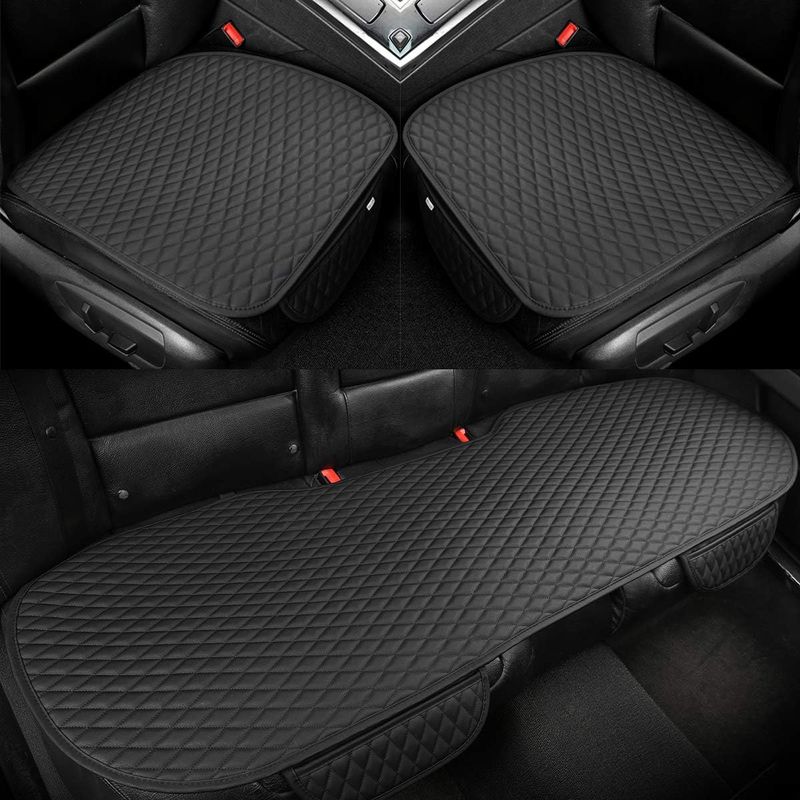 1 Satz Autositzbezüge, Pu-leder, Vorder- Und Rücksitzmatten, Universal, Schwarz, Für Limousine, Suv, Pickup