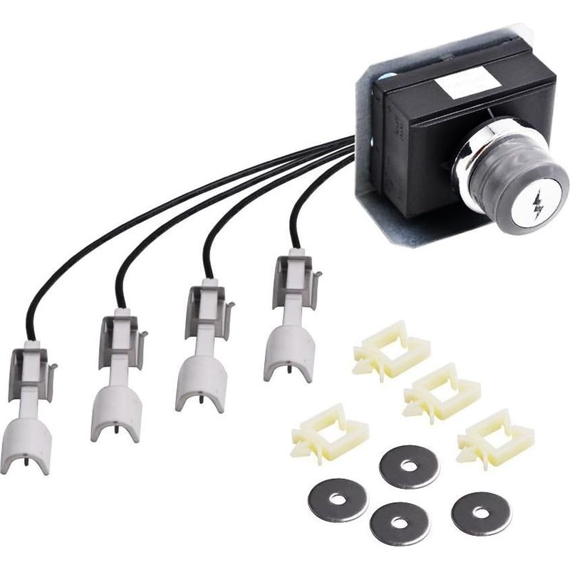 1 - Piezo-zündset - Gaselektrode - Druckknopf - Für Weber Genesis Serie 300 - Schwarz - 4-adrig