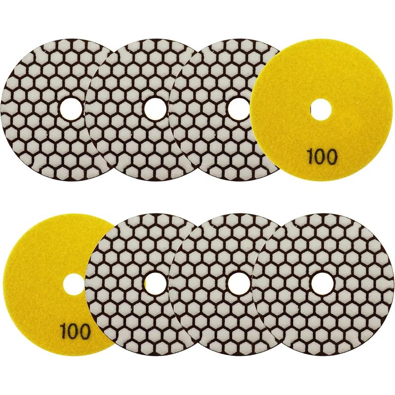 8 Stück – Diamantscheiben – Polierpads – Für Granit, Marmor Und Stein – Trockenanwendung Mit Winkelschleifer – Schwarz – 100 Mm