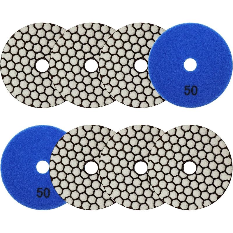 8-teiliges Set Diamantscheiben/polierpads Für Granit, Marmor Und Stein – Trockenanwendung, Winkelschleifer – Schwarz – 10 X 10 Cm