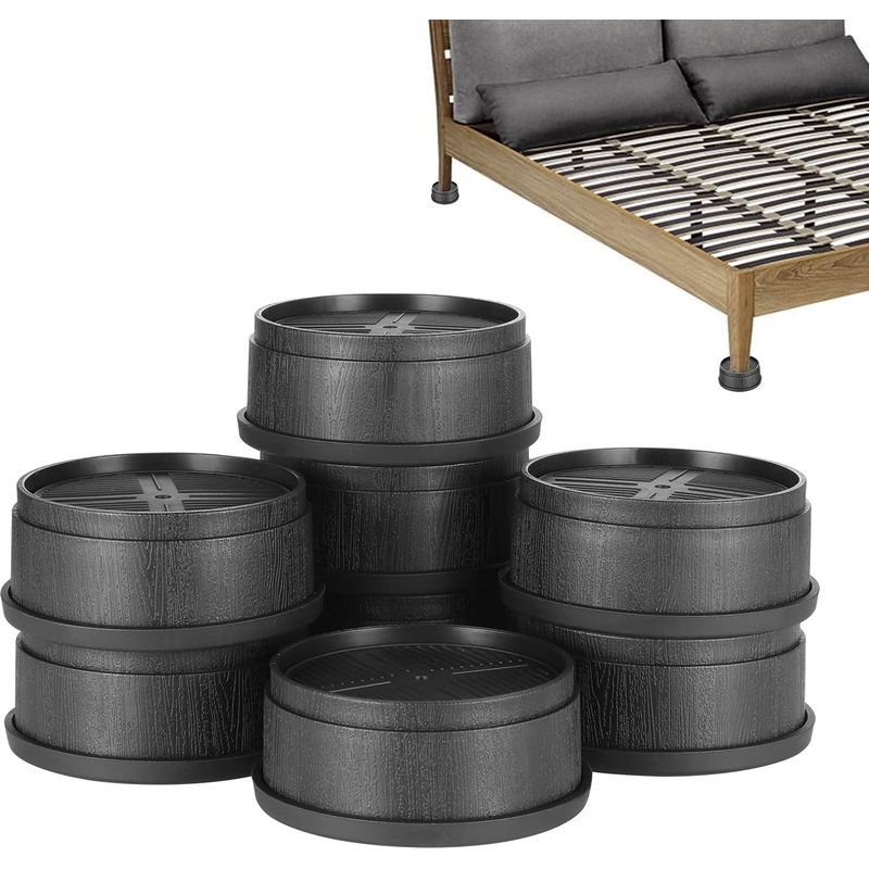 8er-set Stapelbare Möbelfüße – Verstellbare, Rutschfeste Unterstützung Für Tisch, Stuhl Und Sofa – Robustes Schwarzes Kunststoff, 10 X 10 Cm