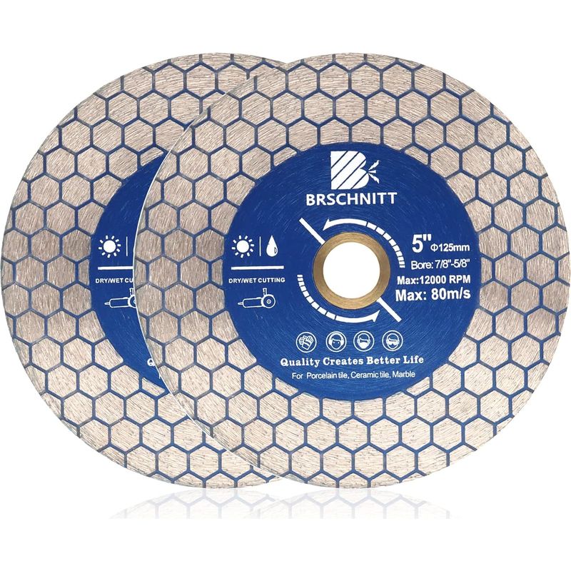 2 Stück – Diamanttrennscheibe – Sägeblatt – Doppelseitig Für Porzellan, Keramik, Marmor, Granit – Nass- Und Trockenbearbeitung – Schwarz – 125 X 25 Mm