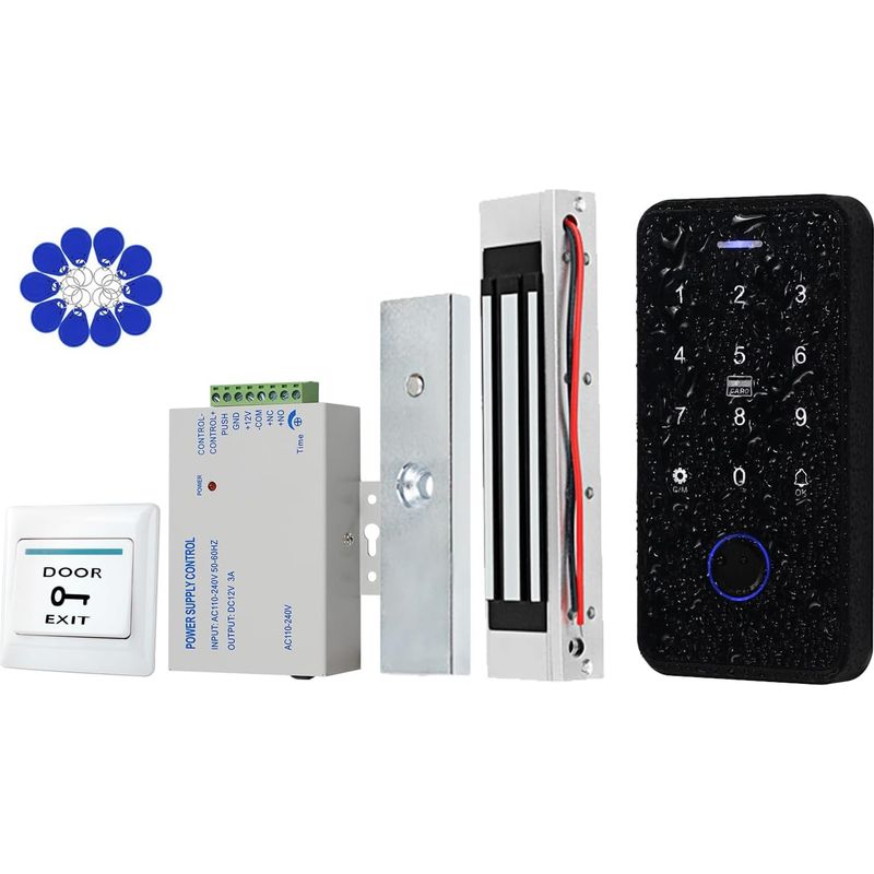 1 Nfc-rfid-biometrie-tastatur-set (13,56 Mhz), Wasserdicht (ip68), Magnetverschluss (180 Kg) Für Türen Aus Metall, Holz Und Glas