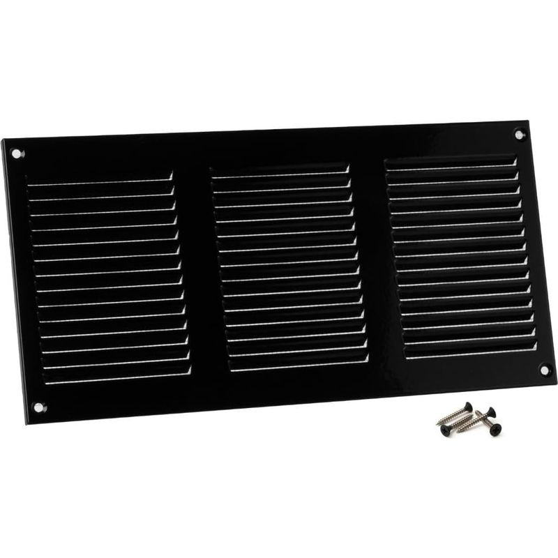 1 - Lüftungsgitter - Lüftungsregister - Metall Mit Moskitonetz - Für Wand Und Decke - Schwarz - 30 X 15 Cm
