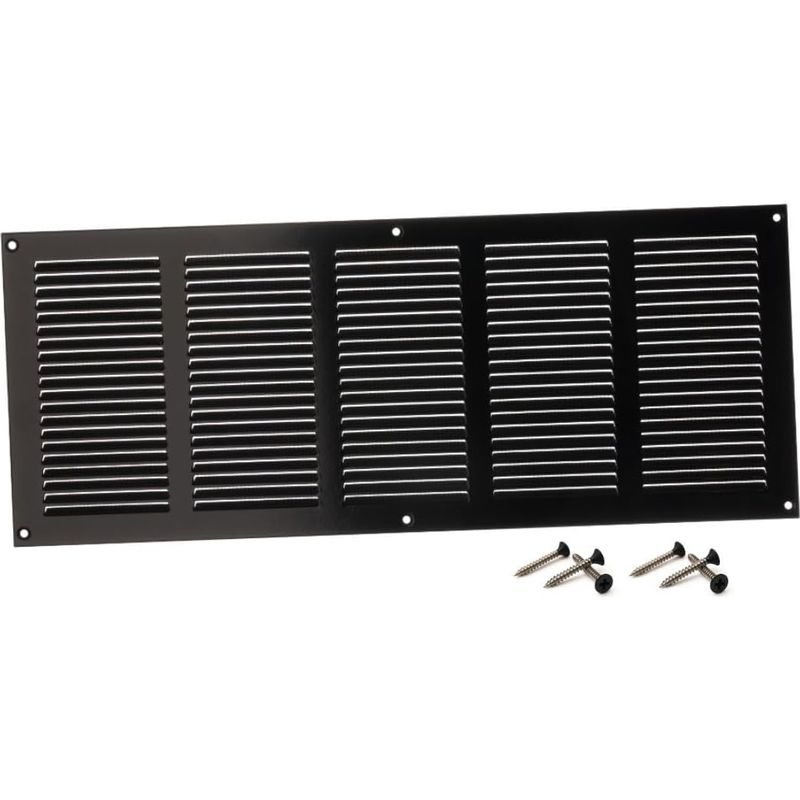 1 - Lüftungsgitter - Abluftklappe - Verzinkter Stahl Mit Moskitonetz - Für Wand-, Decken- Oder Türmontage - Schwarz - 50 X 20 Cm
