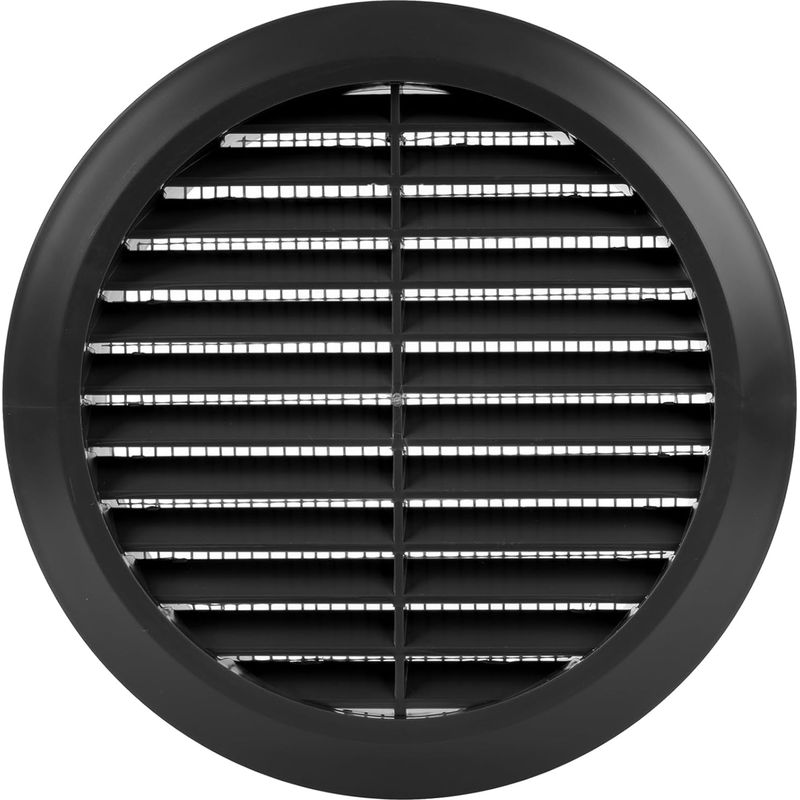 - Rundes Lüftungsgitter - Integriertes Moskitonetz - Schwarzer Abs-kunststoff - Wand- Oder Deckenmontage - Für Küche, Bad, Garage - Durchmesser 12,7 Cm