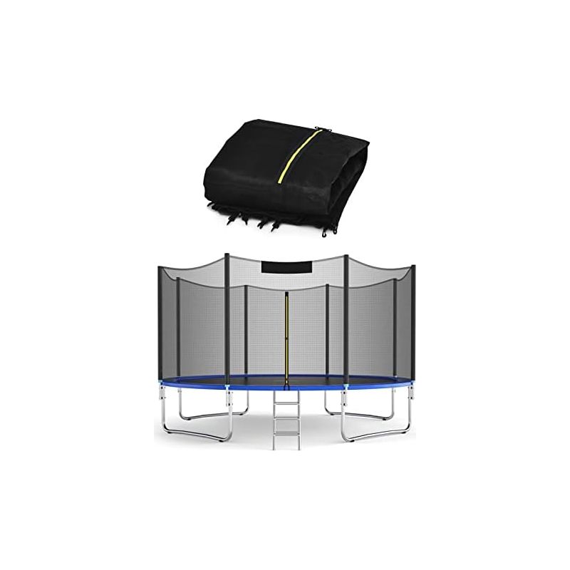 Sicherheitsnetz Für Trampoline (innen/außen), 6/8-stangen-trampolin, Uv-beständig, Doppelreißverschluss, Schwarzes Outdoor-netz 366 Cm, 8 Stangen