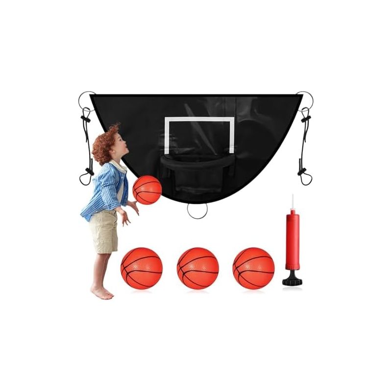 Trampolin-basketballkorb-set – Vielseitiges Trampolin-basketballkorb-set, Verschleißfester Korb, Trampolinzubehör, Schwarz