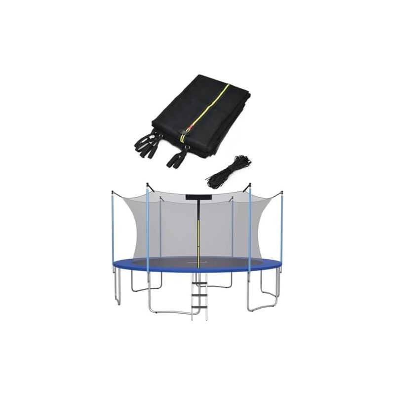 Sicherheitsnetz Für Trampoline Im Innenbereich, 1,8 M/2,4 M/3 M/3,6 M/4,2 M/4,8 M, Doppelreißverschluss Und Schnallen, 1,8 M/2,4 M Stangen, Schwarz, 4,2 M - 6 Stangen