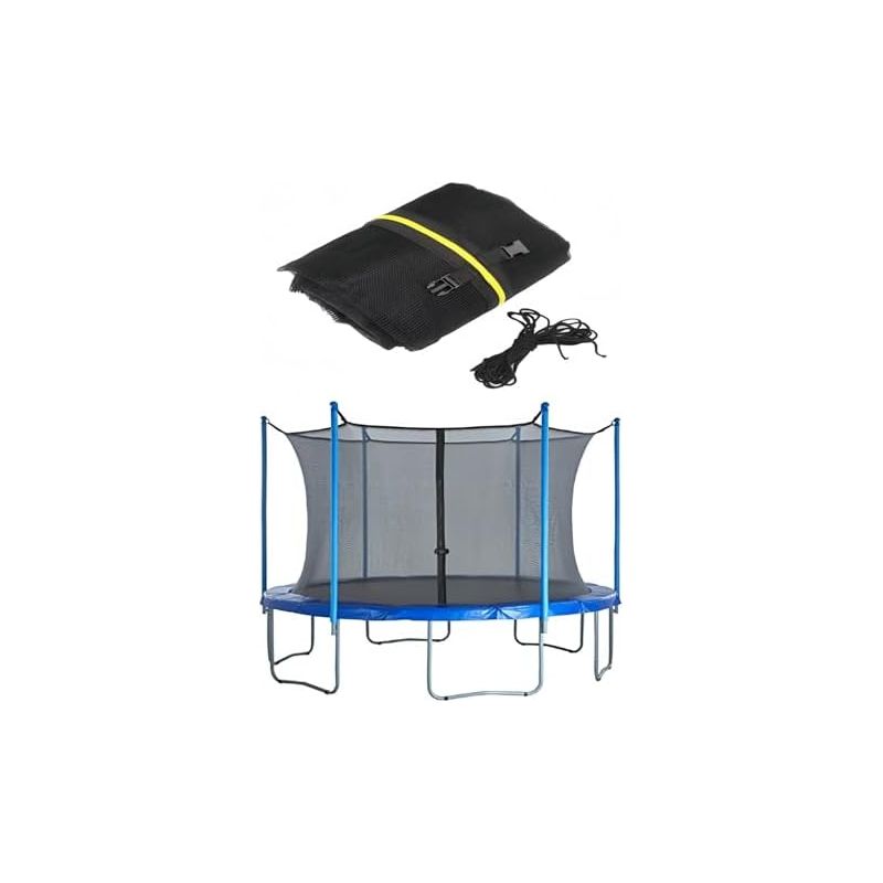 Sicherheitsnetz Für Trampolin, 244 X 306 X 366 X 427 Cm, Ersatznetz Für Den Innen- Und Außenbereich, 6/8"-stangen, Schwarz, Rund – Mit Seil, 6 Stangen, 3,66 M (12 Fuß) Durchmesser