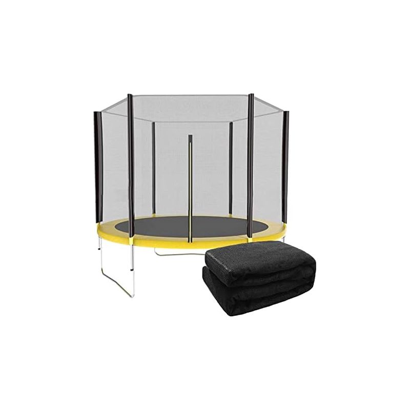 Ersatznetz Für Trampoline Ø 120/140/150/183/244/306/366/396/427/488 Cm, Mit Doppelreißverschluss, Uv-beständig, Atmungsaktiv, Einfach Zu Montieren, Schwarz, 140 Cm – 6 Stangen – 1,4 M