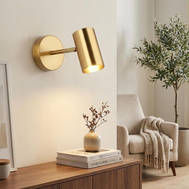 1 Wandleuchte – Innenbeleuchtung – Minimalistisches, Verstellbares Design – Lese- Und Dekorationsbeleuchtung – Schlafzimmer, Badezimmer – Gold – 25 X 15 Cm