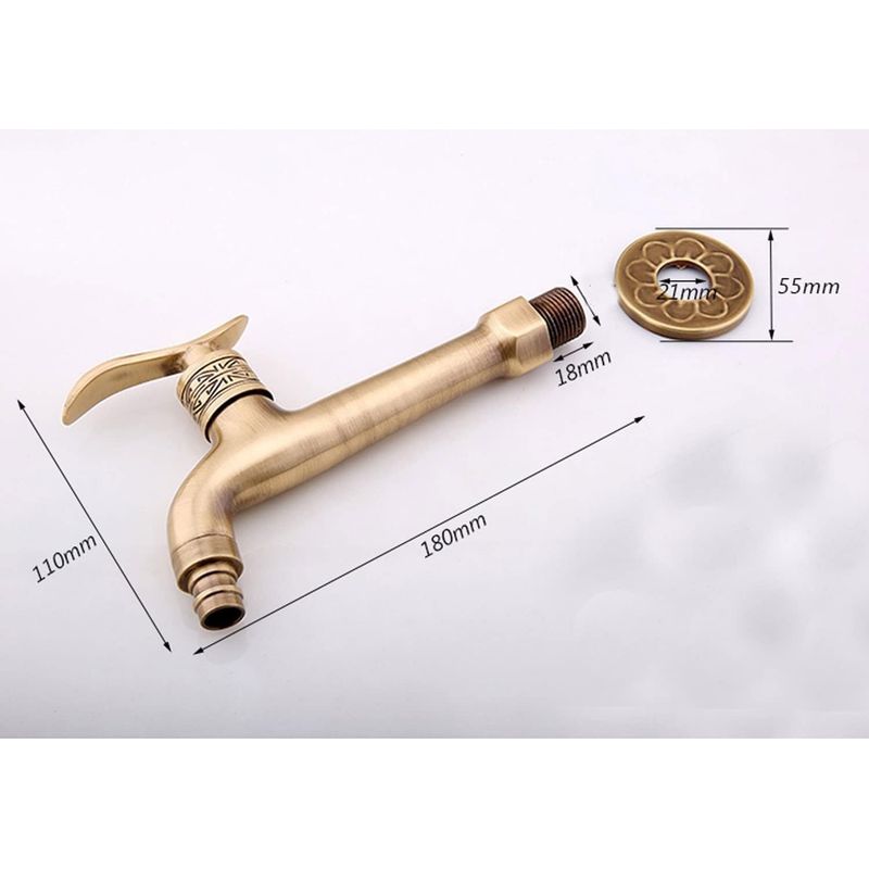 1 - Wasserhahn - Messing - Antik - Badezimmer, Pool, Garten - Kaltwasser - Langer Griff - Gold