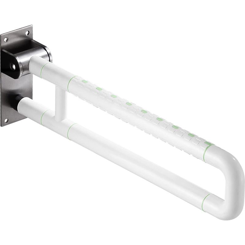 1 - Haltegriff - Toilette - 90° Klappbar - Rutschfester Edelstahl - Für Senioren Und Menschen Mit Behinderung - Nachtbeleuchtet - Silber - 60 X 25 Cm