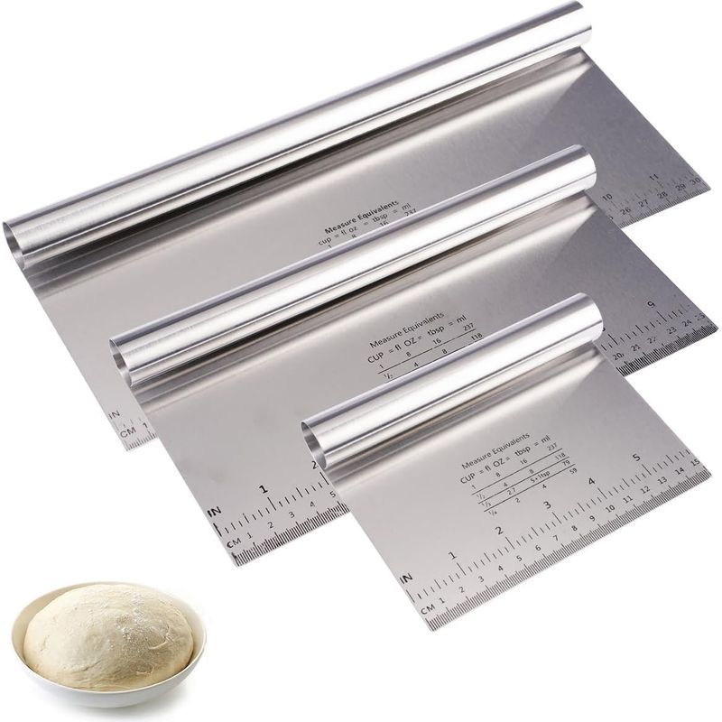 3-teiliges Teigschaber-set, Edelstahl, Mit Messskala, 15/25/30 Cm, Für Bäckerei Und Küche
