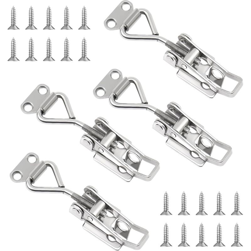 4 Stück – Kippriegel – Edelstahl – Verstellbar Mit Schlüsselloch – Für Schranktüren Und Boxen – Silber – 107 X 27 Mm