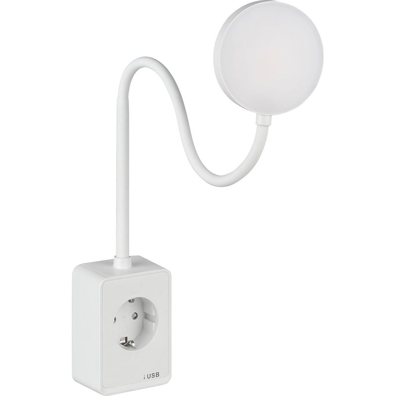 1 - Steckdosenlampe - Led-leselampe - Flexibler Schwanenhals - Dimmbar Mit Usb-a- Und Usb-c-anschlüssen - Für Schlafzimmer, Wohnzimmer, Küche - Neutralweiß 4000 K - 4,5 W