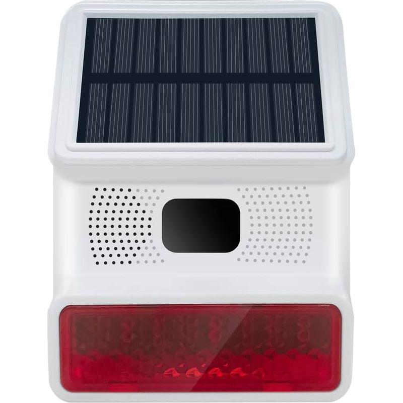 1 - Außensirene - Kabelloser Solaralarm - 100 Db Mit Blinkender Led - Für Haus Und Wohnung - Weiß - 20 X 15 X 8 Cm
