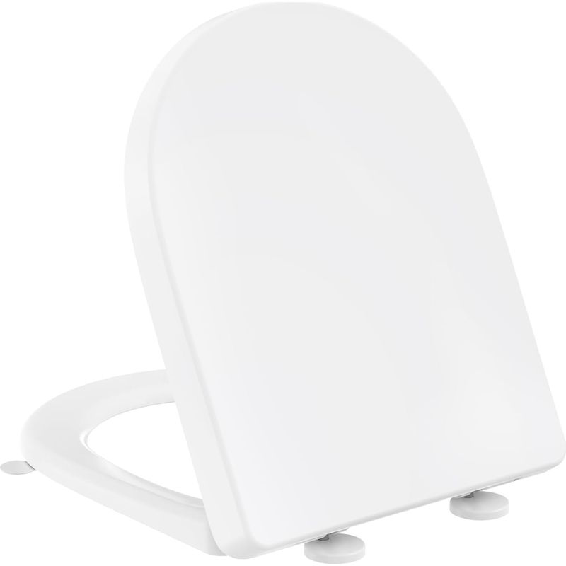 1 - Wc-sitz - Wc-becken - D-förmig Mit Absenkautomatik Und Metallscharnier - Für Badezimmer - Weiß - 44,6 X 36,1 X 5 Cm