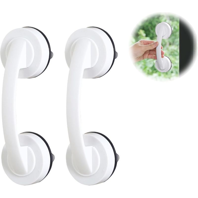 2-teiliges Haltegriff-set – Saugnapfgriff – Rutschfester Stützgriff – Sicherheitsstütze Für Dusche Und Toilette – Für Senioren – Weiß – 25 Cm