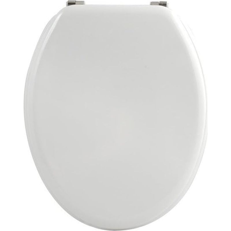 1 Wc-sitz – Mdf – Edelstahlscharniere – Einfache Montage Und Reinigung – Badezimmer – Weiß – 37 X 45 Cm