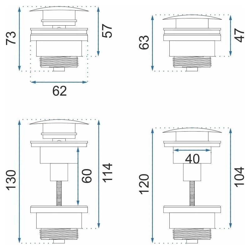 1 - Waschbeckenablauf - Messing - Klick-klack-system Mit Überlauf - Für Badezimmer - Mattweiß - 4,5 Cm