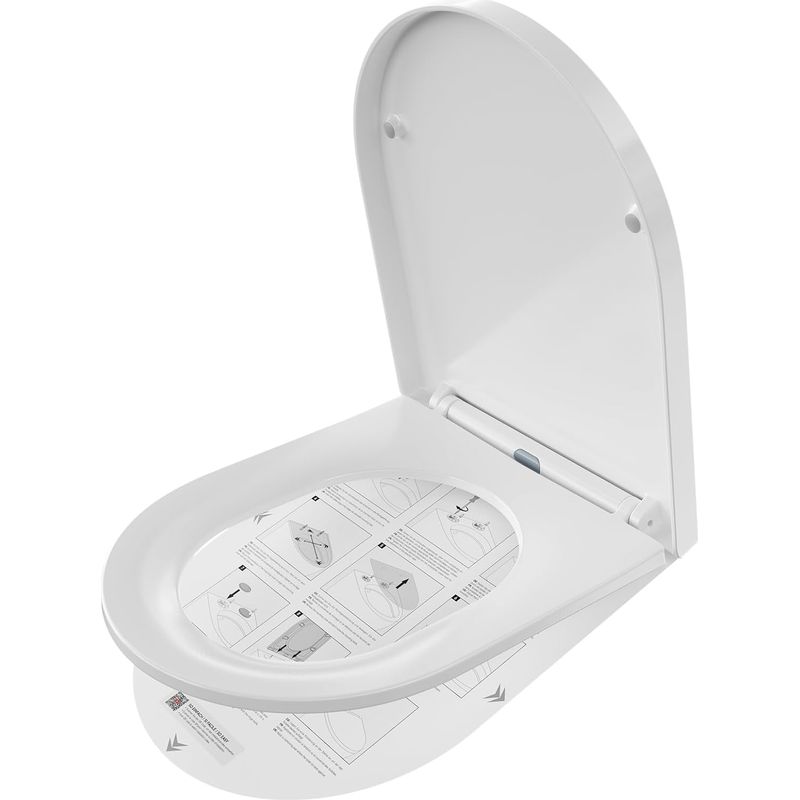 1 - Wc-sitz - Absenkautomatik Und Schnellverschluss - Antibakterielles Duroplast Für D-förmige Wc-becken - Weiß - 42,7 X 36 Cm